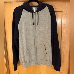 American Apparel Unisex Gray and Navy Hoodie